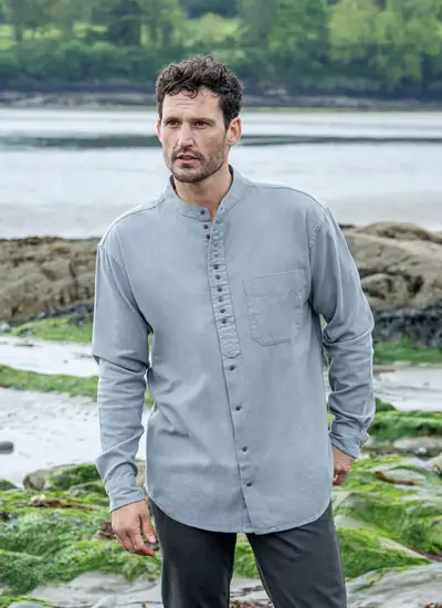 Andrew Cotton Linen Grandfather Shirt